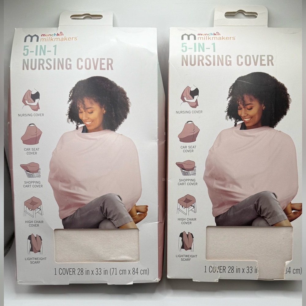 2 Munchkin milkmaster 5 in 1 nursing cover 28” x33” baby pink